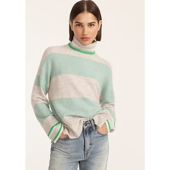 J. Crew Sweaters - 35. J.Crew Striped turtleneck sweater in Supersoft yarn